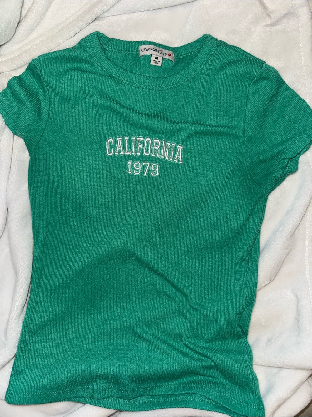Green 'California 1979' Ribbed Short Sleeve Tee